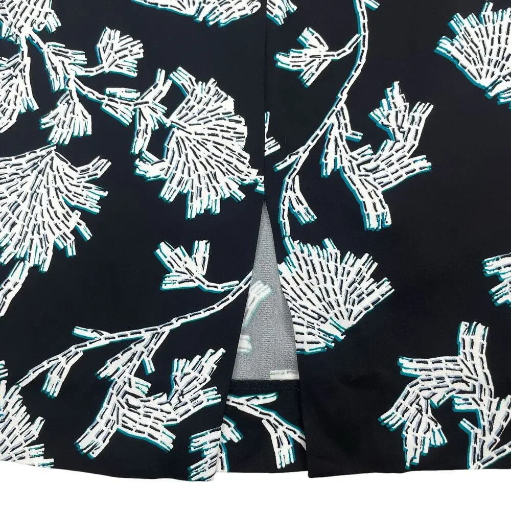 Diane von Furstenberg Kara Floral Print Penci Skirt Black Green Size 2